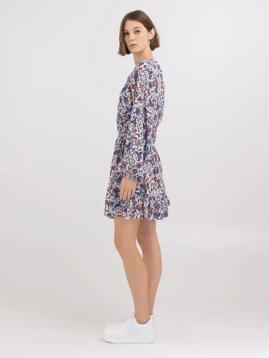 VESTIDO CORTO DE FLORES CON CORDÓN Y BOTONES REPLAY (3)
